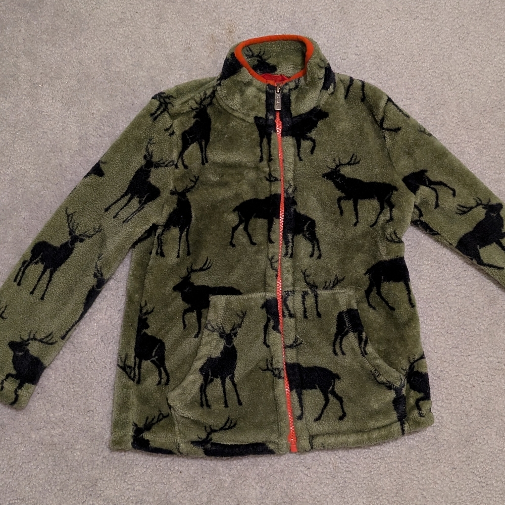 Hatley 'Magestic Elk' Fuzzy Fleece Zip Up